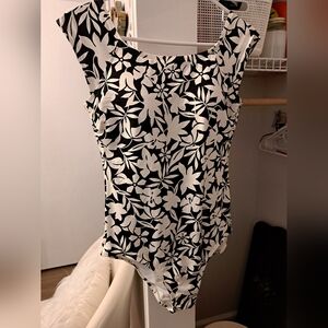 Floral Black and White Women's Swimsuit